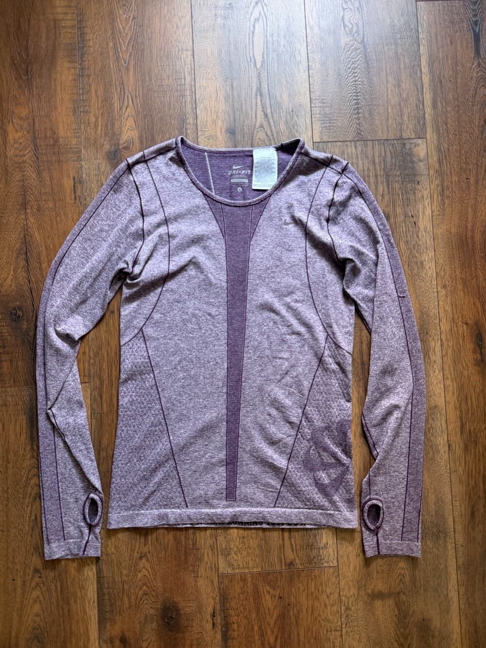 Nike Dri-FIT Purple Running Workout Gym Top Thumbholes Women’s S